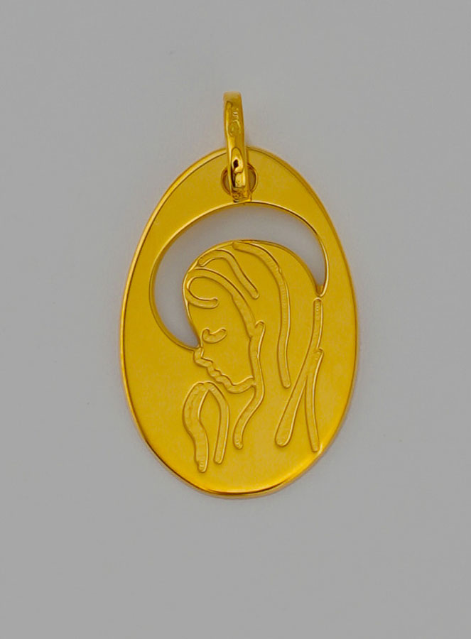 Médaille Ajourée Vierge Marie en Prière en Or (pic 1)