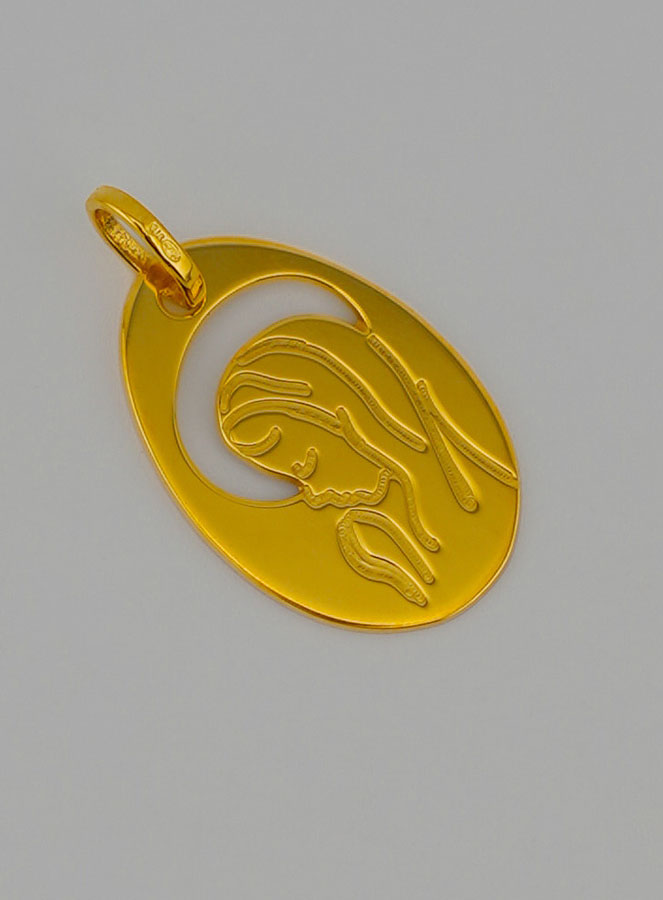 Médaille Ajourée Vierge Marie en Prière en Or (pic 2)