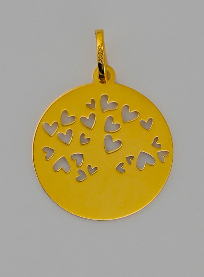 Médaille Arbre de Vie et Coeur Rouge en Or (pic 4)