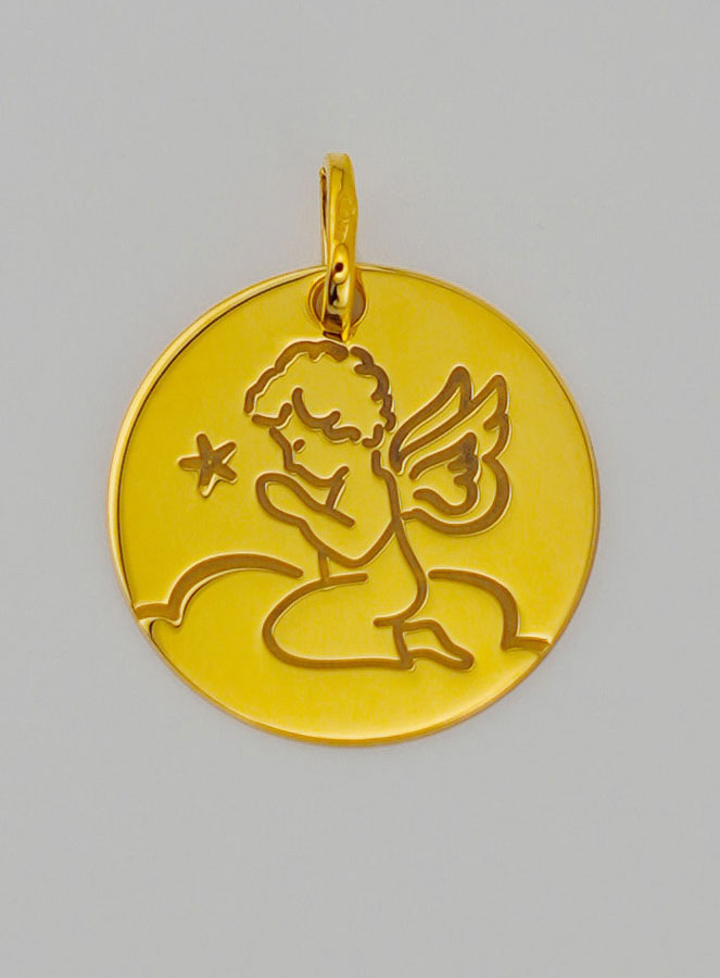 Médaille de Baptême Ange-Gardien en Prière en Or (pic 1)