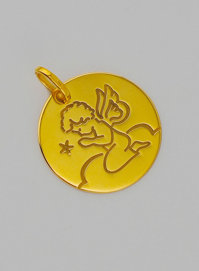 Médaille de Baptême Ange-Gardien en Prière en Or (pic 2)