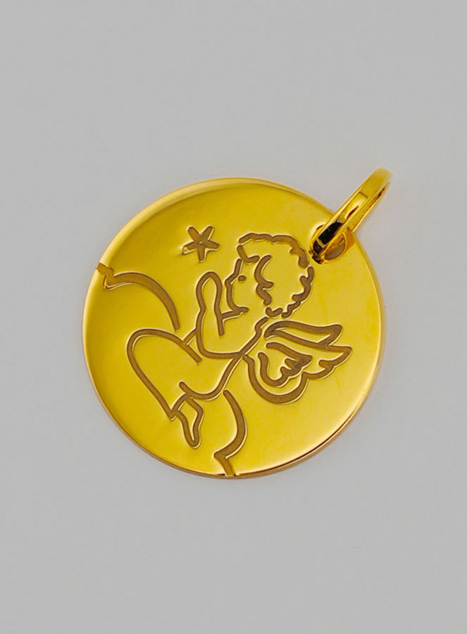 Médaille de Baptême Ange-Gardien en Prière en Or (pic 3)