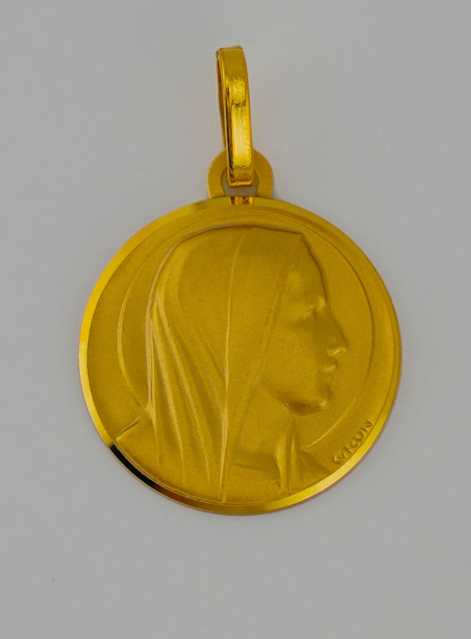 Médaille Vierge Marie au Voile Profil en Or (pic 1)