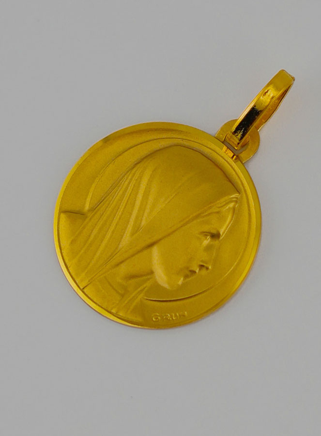 Médaille Vierge Marie au Voile Profil en Or (pic 3)