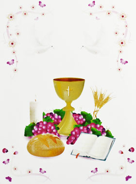 Carte de Communion - Vin et Pain de Vie - Modèle Fille (pic 1)