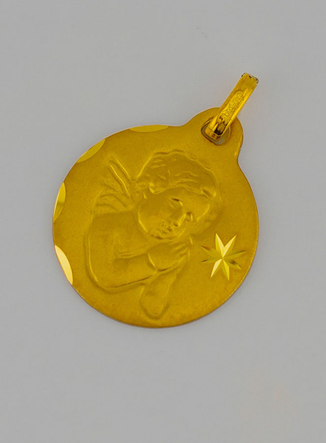 Médaille de Baptême Ange-Gardien Protecteur en Or (pic 3)