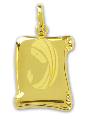 Médaille de Baptême Vierge Marie Parchemin en Or 12 mm (pic 1)
