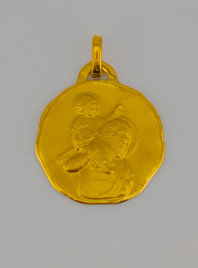 Médaille Saint Christophe Protecteur en Or 18mm (pic 1)