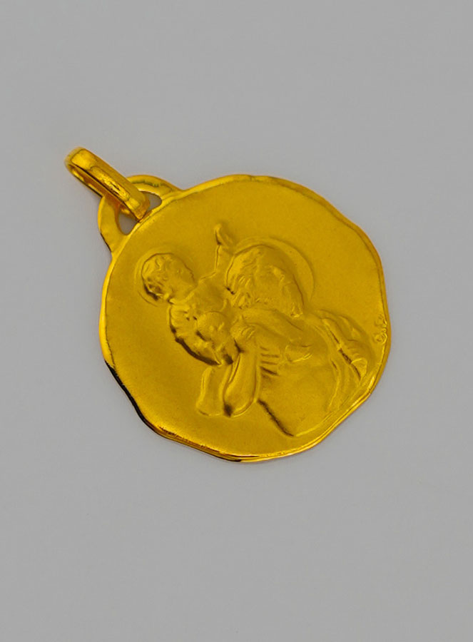 Médaille Saint Christophe Protecteur en Or 18mm (pic 2)