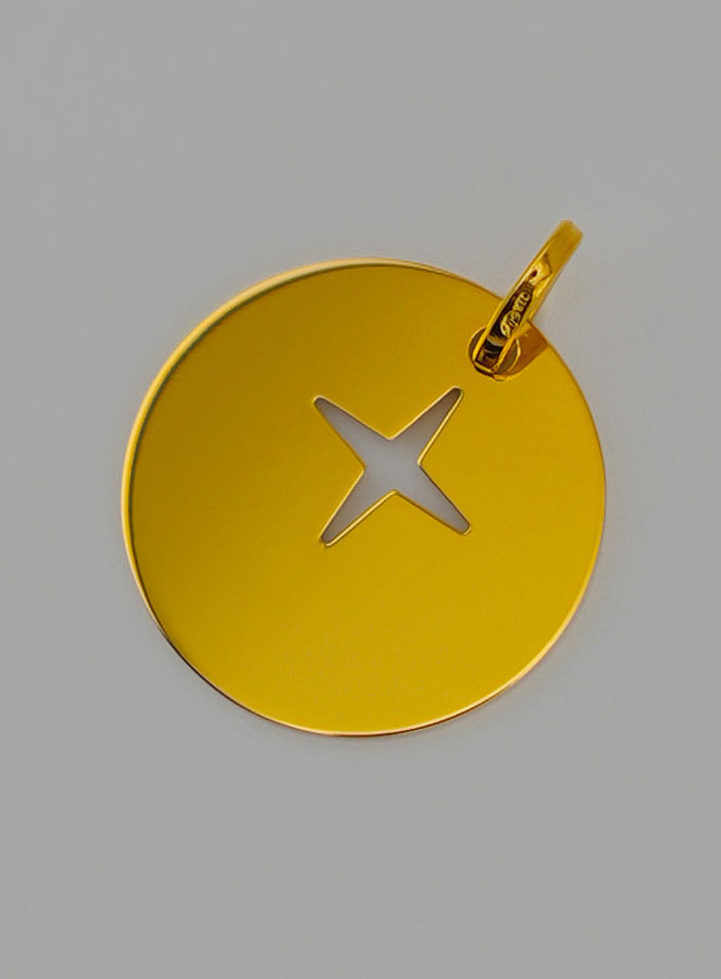 Médaille de Baptême Croix de Jésus Ajourée en Or (pic 3)