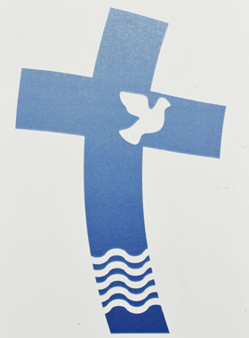 Carte de Baptême - Croix Bleu et Esprit Saint (pic 1)