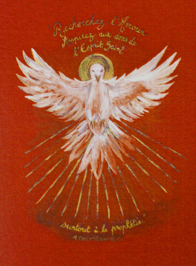Carte de Confirmation Modèle Rouge - Colombe de l'Esprit Saint (pic 1)