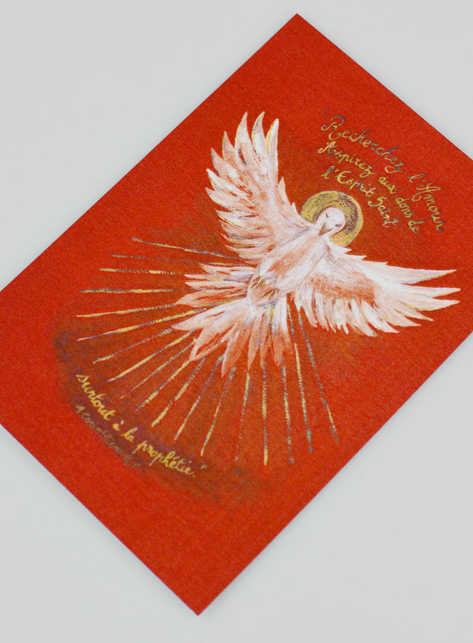 Carte de Confirmation Modèle Rouge - Colombe de l'Esprit Saint (pic 2)