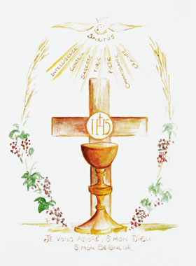 Carte de Communion - Je vous Adore Ô mon Dieu (pic 1)