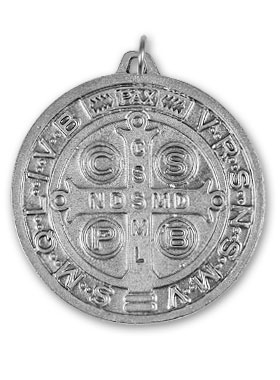 Grande Médaille de Saint Benoît en Métal Argenté - 5.7 cm (pic 3)