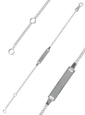 Bracelet Gourmette de Baptême Bébé en Argent 925/1000 - 15 cm (pic 1)