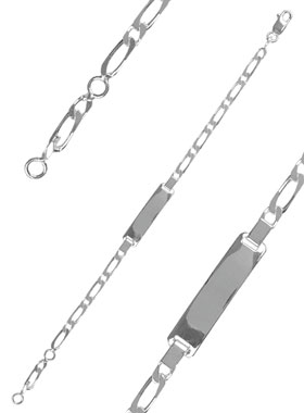 Gourmette de Baptême en Argent 925/1000 - Plaque à Graver (pic 1)