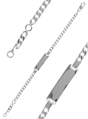 Gourmette de Baptême Bébé en Argent 925/1000 - Plaque à Graver (pic 1)