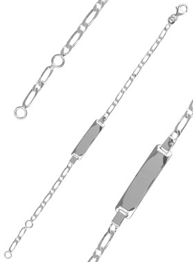 Bracelet de Baptême Bébé à Graver en Argent 925/1000 - Maille Cheval (pic 1)