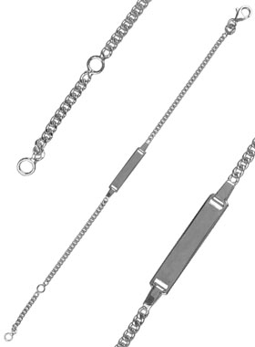 Gourmette de Baptême Bébé en Argent à Graver - Maille Gourmette (pic 1)