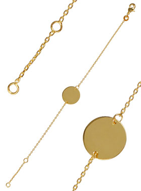 Bracelet Jeton de Baptême à Graver en Plaqué Or 18k - 16 cm (pic 1)