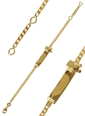 Bracelet de Baptême Bébé en Plaqué Or 18k - Plaque et Ourson (pic 1)
