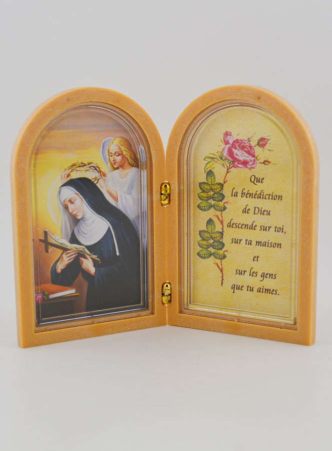 Icône Diptyque Sainte Rita de Cascia + Prière de Bénédiction (pic 1)