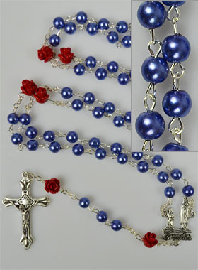 Chapelet en Perles Nacre Bleu sur Chaîne (pic 1)