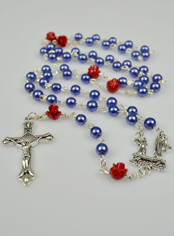 Chapelet en Perles Nacre Bleu sur Chaîne (pic 2)