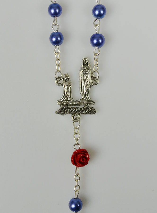 Chapelet en Perles Nacre Bleu sur Chaîne (pic 3)