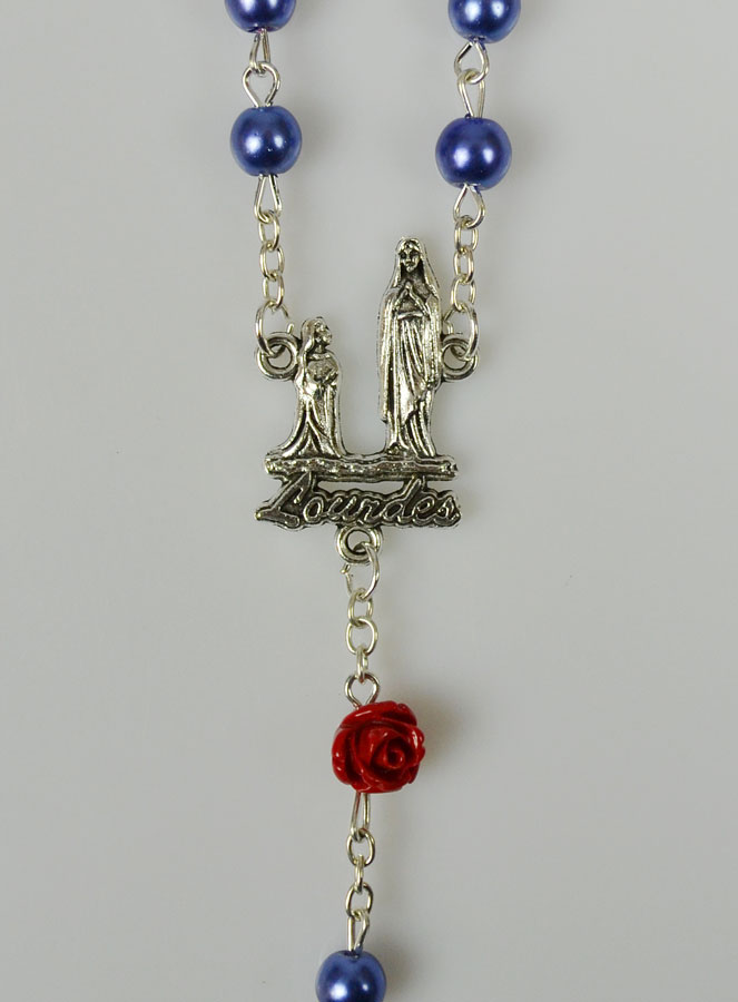 Chapelet Mode Collier en Perles de Nacre Bleu sur Chaîne (pic 3)