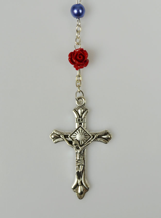 Chapelet Mode Collier en Perles de Nacre Bleu sur Chaîne (pic 4)