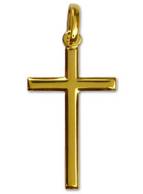 Pendentif Croix Latine en Or Jaune Massif (pic 1)