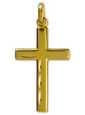 Croix Latine Sculptée en Or Jaune Massif (pic 1)