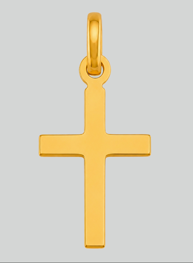 Croix Latine Diamantée en Or Jaune Massif (pic 3)