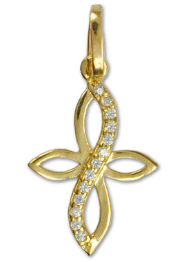 Croix Ajourée en Or Jaune Massif & Diamants (pic 1)
