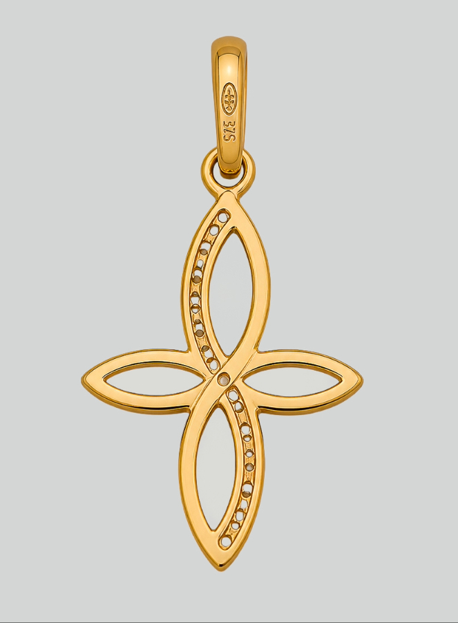 Croix Ajourée en Or Jaune Massif & Diamants (pic 3)