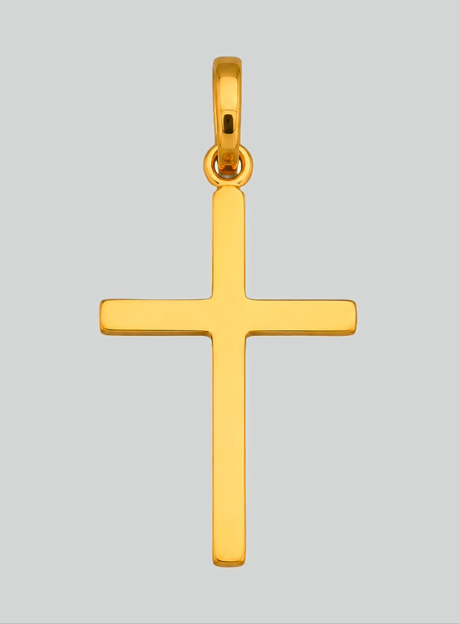 Pendentif Croix Striée en Or Jaune Massif (pic 3)