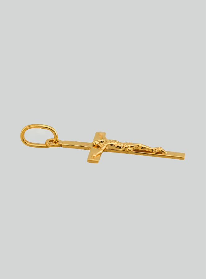 Pendentif Croix du Christ en Or Jaune Massif (pic 4)