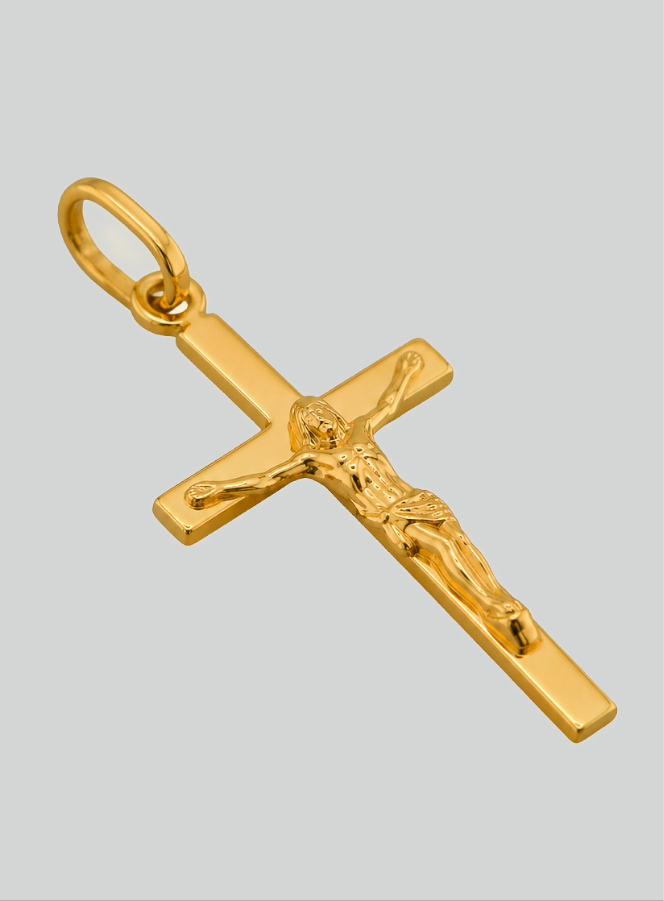 Croix de Baptême en Or Jaune Massif (pic 2)