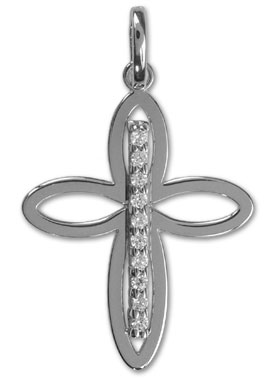 Croix Ajourée en Or Blanc Massif & Diamants (pic 1)
