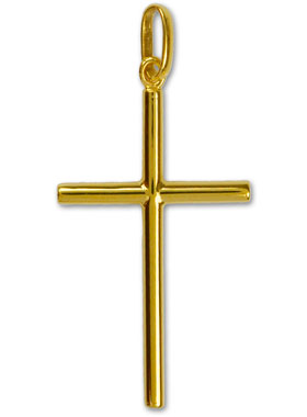Pendentif Croix Fil Rond en Or Jaune 375/1000 (pic 1)