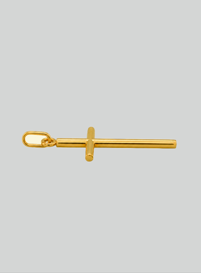 Pendentif Croix Fil Rond en Or Jaune 375/1000 (pic 4)
