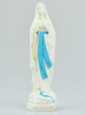 Statue Notre Dame de Lourdes au Voile Bleu - 15cm (pic 1)