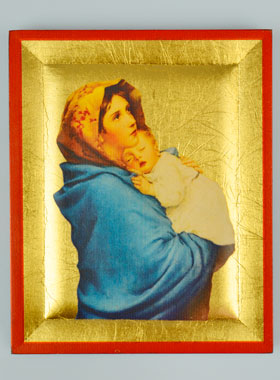 Icône Byzantine Sainte Vierge à l'Enfant Peinte à la Main - 13cm (pic 1)