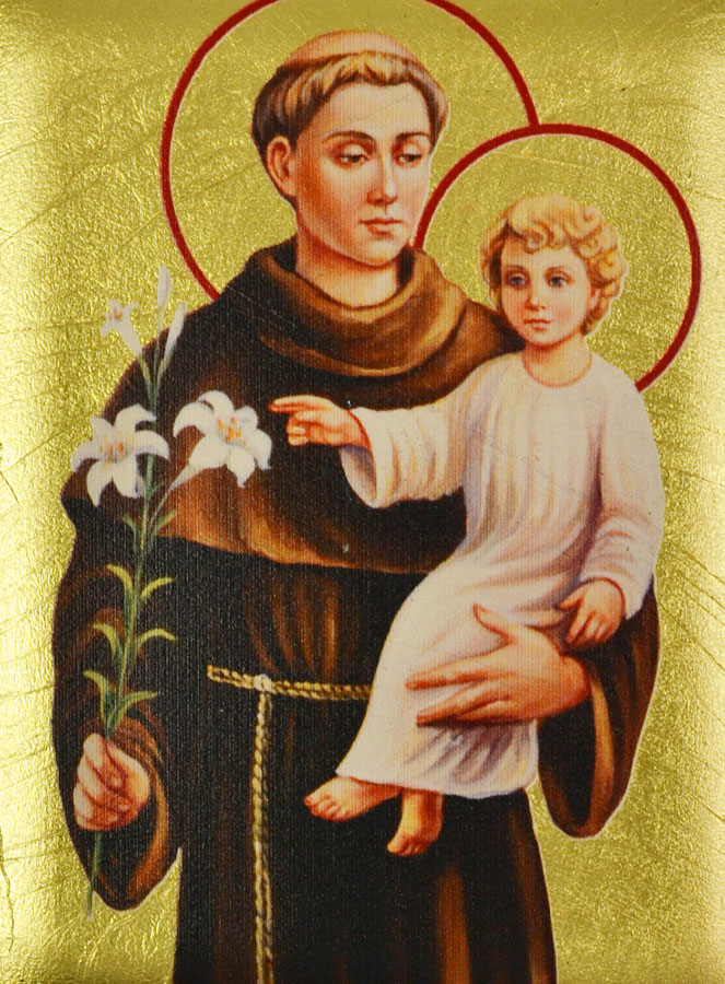 Icône Byzantine Saint Antoine de Padoue Peinte à la Main - 13cm (pic 3)
