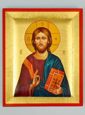 Icône Byzantine Christ Pantocrator Peinte à la Main - 13cm (pic 1)