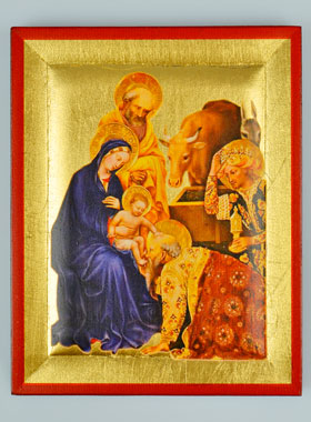 Icône Byzantine La Nativité du Christ Peinte à la Main - 13cm (pic 1)