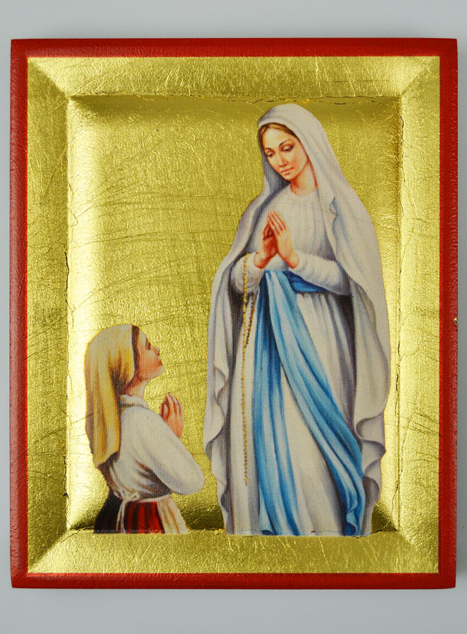 Icône Byzantine Notre Dame de Lourdes Peinte à la Main - 13cm (pic 2)