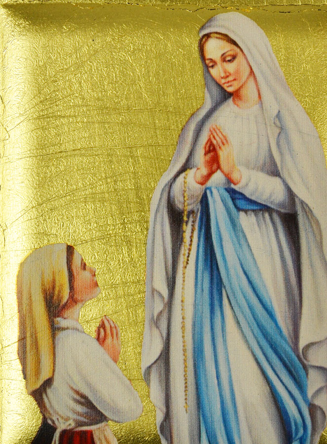 Icône Byzantine Notre Dame de Lourdes Peinte à la Main - 13cm (pic 3)